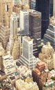 Aerial view of New York City buildings, color toning applied, USA Royalty Free Stock Photo