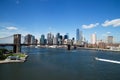 Aerial view of New York City Downtown Skyline with Brooklyn Bridge Royalty Free Stock Photo