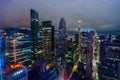 Aerial view of New York City. Manhattan midtown skyline at night Royalty Free Stock Photo