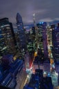 Aerial view of New York City. Manhattan midtown skyline at night