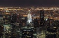 Aerial view of New York City at night Royalty Free Stock Photo