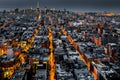 Aerial view of New York City at night