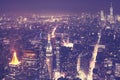 Aerial view of New York City at night. Royalty Free Stock Photo