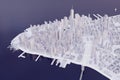 Aerial view of New York City NY lower Manhattan. Low poly model city illustration with white frosty buildings