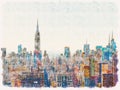 Aerial view of the New York City skyline Royalty Free Stock Photo