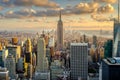 Aerial view of New York City at sunset Royalty Free Stock Photo