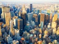 Aerial view of New York City at sunset Royalty Free Stock Photo