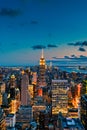 Aerial view of New York City at sunset Royalty Free Stock Photo