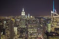 Aerial View of New York At Night. HDR Image Royalty Free Stock Photo