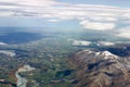 Aerial view of New Zealand mountains, South Island. Photo is taken from airplane heading from Sydney to Christchurch. Royalty Free Stock Photo