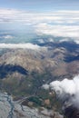 Aerial view of New Zealand mountains, South Island. Photo is taken from airplane heading from Sydney to Christchurch. Royalty Free Stock Photo