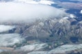 Aerial view of New Zealand mountains, South Island. Photo is taken from airplane heading from Sydney to Christchurch. Royalty Free Stock Photo