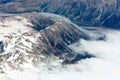Aerial view of New Zealand mountains, South Island. Photo is taken from airplane heading from Sydney to Christchurch. Royalty Free Stock Photo