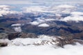 Aerial view of New Zealand mountains, South Island. Photo is taken from airplane heading from Sydney to Christchurch. Royalty Free Stock Photo