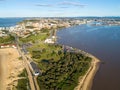 Aerial view of the Newcastle City, NSW, Australia on a sunny day