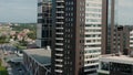 Aerial view of a newly built luxury residential complex. Video. Panoramic view of a big city on a summer sunny day. Royalty Free Stock Photo