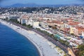 Nice beach, France aerial view.