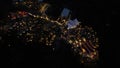 Aerial view, Night atmosphere at the new tourist spot Obelix Hills as a tourist spot and hangout place