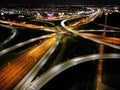 Aerial view at night of a cloverleaf interchange highway, The Haque, Holland Royalty Free Stock Photo