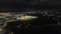 An aerial view at night of the Doncaster Rovers stadium and Lakeside Sports Complex in Doncaster, South Yorkshire