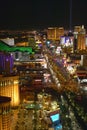 Aerial view at night from Eiffel Tower of Las Vegas Strip and neon lights, Las Vegas, NV Royalty Free Stock Photo