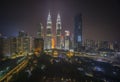 Aerial view of night scene at Kuala Lumpur city skyline Royalty Free Stock Photo