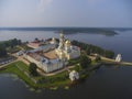 Aerial view on Nilo-Stolobensky monastery on Seliger lake