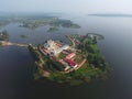 Aerial view on Nilo-Stolobensky monastery on Seliger lake