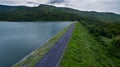 aerial view of nong preau water reservoir dam nakorn nayok outskirt of bangkok thailand