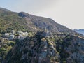 Aerial view of Nonza and tower on a cliff overlooking the sea. Corsica. Coastline. France Royalty Free Stock Photo