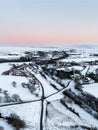 Aerial view of the North Yorkshire Moors village of Goathland in Winter snow Royalty Free Stock Photo