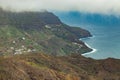 Aerial view of northeast of La Gomera Island. Beautiful rocky ocean coast with breaking waves. Playa de Hermigua, La Gomera, Royalty Free Stock Photo