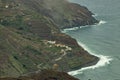 Aerial view of northeast of La Gomera Island. Beautiful rocky ocean coast with breaking waves. Playa de Hermigua, La Gomera, Royalty Free Stock Photo