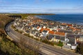 Aerial View of the Northern Scottish Coastal town of Buckie in Banffshire Scotland UK Moray Firth Royalty Free Stock Photo