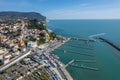 Aerial view of Numana town , Conero Mount, Adriatic Sea in Le Marche region, Italy , Europa