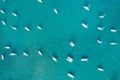 Aerial view of a number of boats sailing on lake Michigan in summer Royalty Free Stock Photo