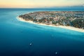 Aerial view of Nungwi Beach and village in Zanzibar, Tanzania