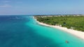 Aerial view of Nungwi beach in Zanzibar.