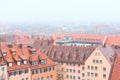 Aerial view of Nuremberg, Franconia during foggy weather in Bavaria