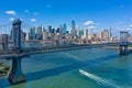 Aerial view of NYC Downtown and Manhattan Bridge Royalty Free Stock Photo