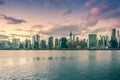 An aerial view of NYC skyline. Skyscrapers of midtown in Manhattan along East river