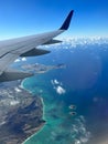 Aerial view of the Oahu coastline from an airplane Royalty Free Stock Photo