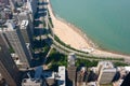 Aerial View of Oak Street Beach in Chicago Royalty Free Stock Photo
