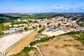 Aerial view of Obidos with the Usseira Aqueduct in Portugal Royalty Free Stock Photo