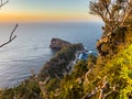 Aerial view of ocean and cliff at sunset: Mallora Royalty Free Stock Photo