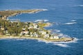 Aerial view of ocean-front homes on coast of Maine, near Walker-Point, summer home of President George H. W. Bush Royalty Free Stock Photo