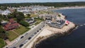 Aerial view of Ocean Road and the Narragansett Towers, Narragansett, Rhode Island Royalty Free Stock Photo