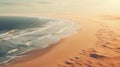 Dreamy Aerial Dune Landscape With Ocean And Dunes 3d Render