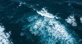 Aerial View of Ocean Waves, Whitecaps, and Deep Blue Water Texture Royalty Free Stock Photo