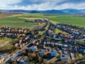 Aerial view of Ocova village during winter